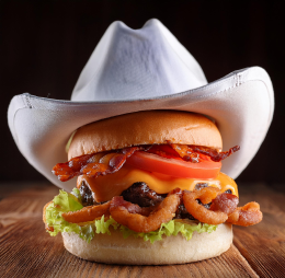 burger with cowboy hat