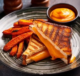 grilled cheese with sweet potato fries